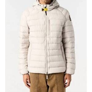 NEW PARAJUMPERS last minute hooded down jacket in mastic